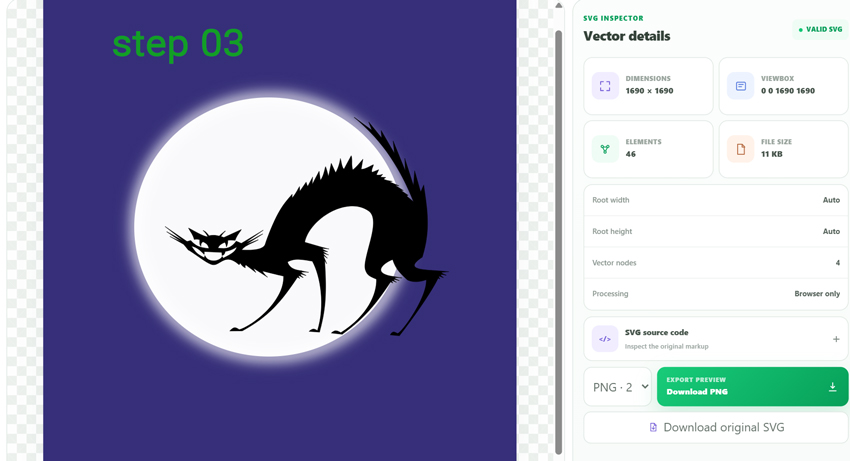 Inspect SVG dimensions and viewBox in the online SVG viewer